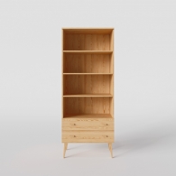 Skandinávská dřevěná knihovna BERGEN SCANDI se dvěma zásuvkami - 2