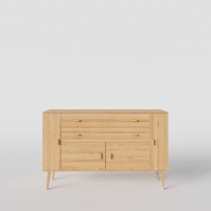 Škandinávska drevená komoda BERGEN SCANDI s tromi skrinkami a dvoma zásuvkami - 11646