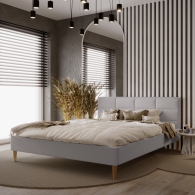 Čalúnená posteľ slim s vertikálnym a horizontálnym prešívaním - 13007