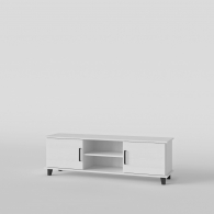 Skandinávský TV stolek dřevěný SVEG, bílý / šedý - 1