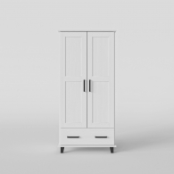 Skandinavská skříň dřevěná SVEG, bílá / šedá, dvoudveřová, 1 zásuvka - 2