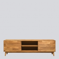Široký dubový TV stolík CLASSY so skrinkami - 18105