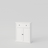 Komoda dřevěná PARMA bílá / šedá, široká, 1 skříňka, 1 zásuvka - 2158