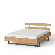 Dubová posteľ s lištovým čelom na oceľových podnožiach - 23955