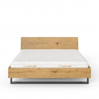 Dubová postel s jednoduchým čelem na ocelových podnožích - 2