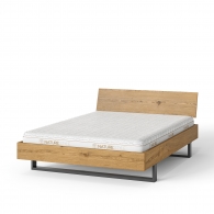 Dubová postel s jednoduchým čelem na ocelových podnožích - 1