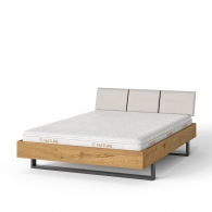 Dubová posteľ s čalúneným čelom na oceľových podnožiach - 26272