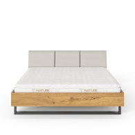 Dubová posteľ s čalúneným čelom na oceľových podnožiach - 26275