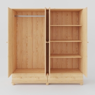 Dřevěná skříň BASIC, čtyřdveřová se dvěma zasuvkami - 3