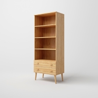 Skandinávská dřevěná knihovna BERGEN SCANDI se dvěma zásuvkami - 1