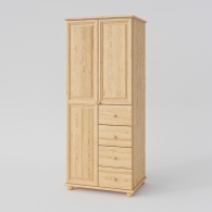 Dvoudveřová dřevěná skříň BASIC se zásuvkami - 1