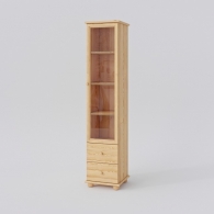 Úzká dřevěná vitrína BASIC se dvěma zásuvkami - 1