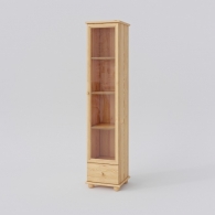 Úzká dřevěná vitrína BASIC se zásuvkou - 1