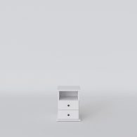 Biely drevený nočný stolík PARMA, 2 zásuvky - 9512