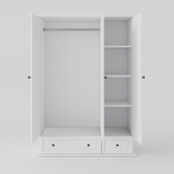 Skříň dřevěná PARMA bílá / šedá, třídveřová, 2 zásuvky, zrcadlo - 4