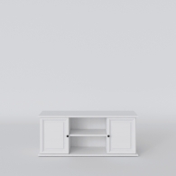 TV stolek dřevěný PARMA bílý / šedý, 2 skříňky, 2 přihrádky - 2