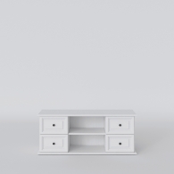 TV stolek dřevěný PARMA bílý / šedý, 4 zásuvky, 2 přihrádky - 2